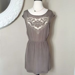 Anthropologie Champagne & Strawberry Silk Dress
